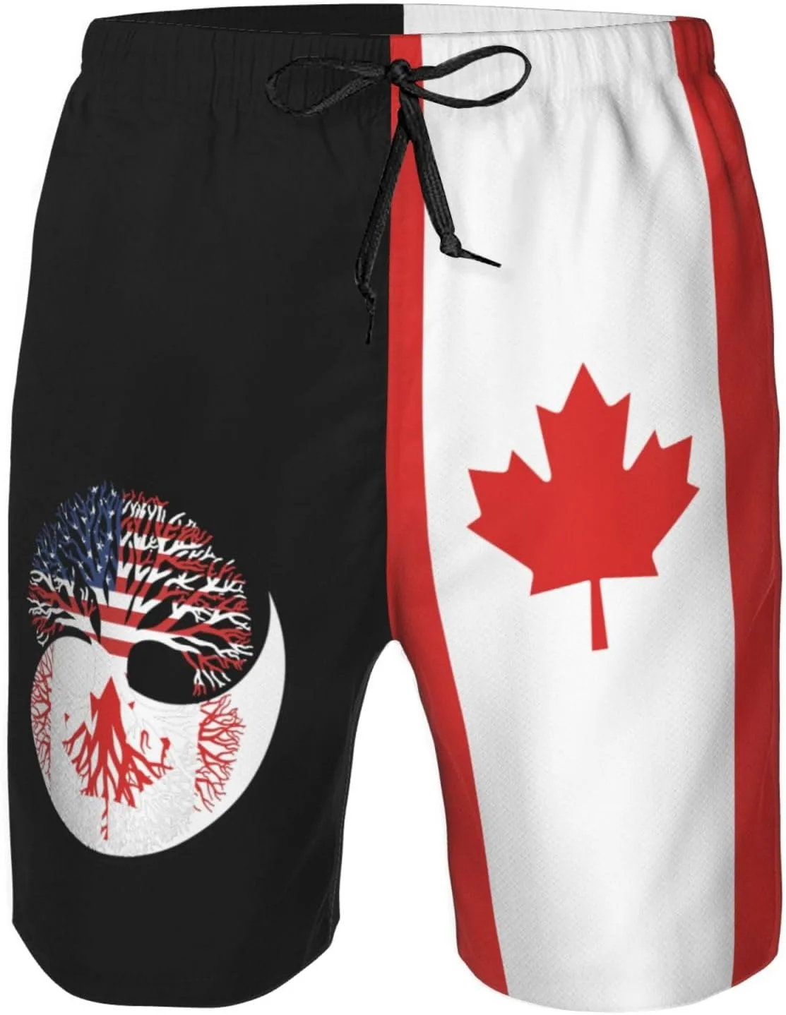 Мужские плавки-шорты с изображением флага Канады и дерева, с сетчатой подкладкой Generic, белый