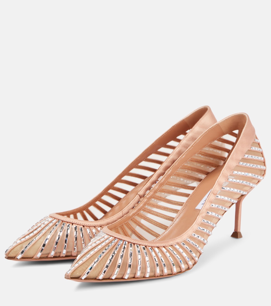 Атласные туфли Passions Crystal 65 Aquazzura, Poudre — фото 4