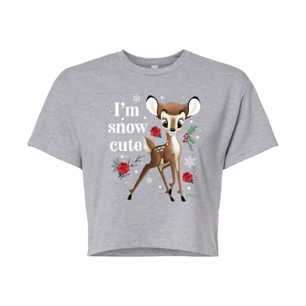 

Женская укороченная футболка Bambi с надписью «Я снег» Disney, серый