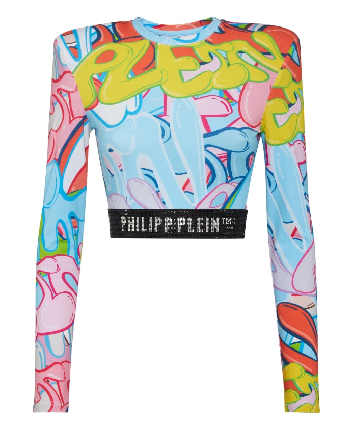 

Футболка с круглым вырезом, граффити-бомбардировка Philipp Plein, мультиколор