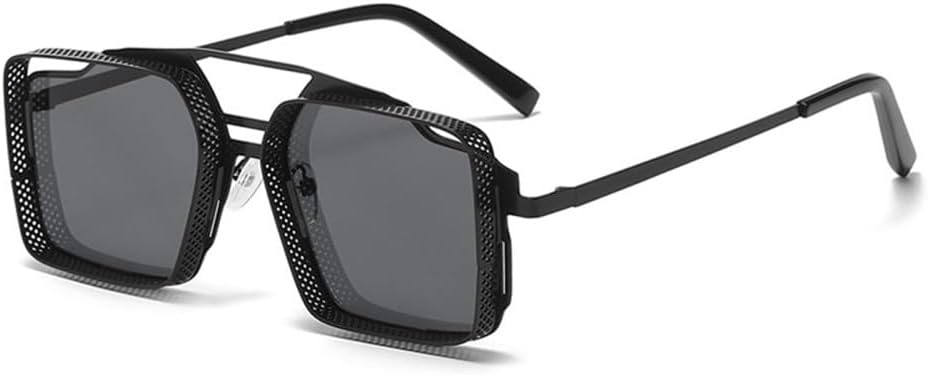 

Женские солнцезащитные очки, солнцезащитные очки в стиле стимпанк, металлические солнцезащитные очки, ретро-очки, мужские солнцезащитные очки с защитой от УФ-излучения UV400, очки с двойной перемычкой LANGSER, Black Black