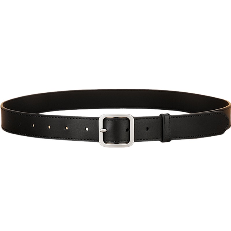 

WARRIOR Разделанный кожаный ремень унисекс, Black Pin Buckle