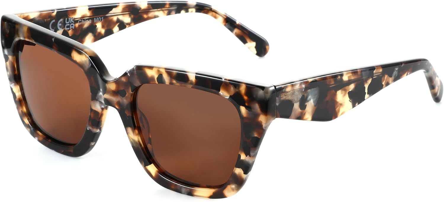 

Женские поляризованные солнцезащитные очки ZENOTTIC: стильные квадратные дизайнерские солнцезащитные очки в стиле ретро для отдыха с защитой от УФ-излучения UV400, C02 Demi / Brown