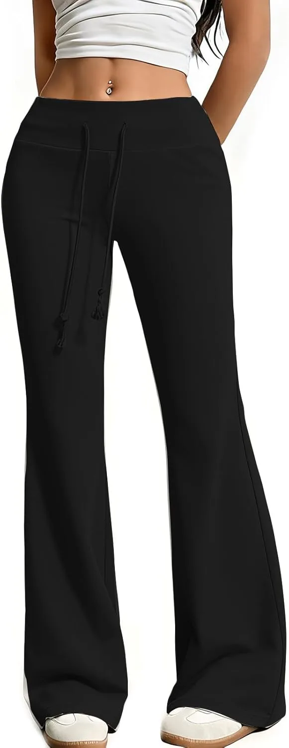 

Женские фларед леггинсы с низкой посадкой и завязками