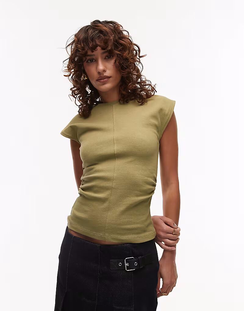 

Топ Topshop с завышенной талией, цвет светло-хаки