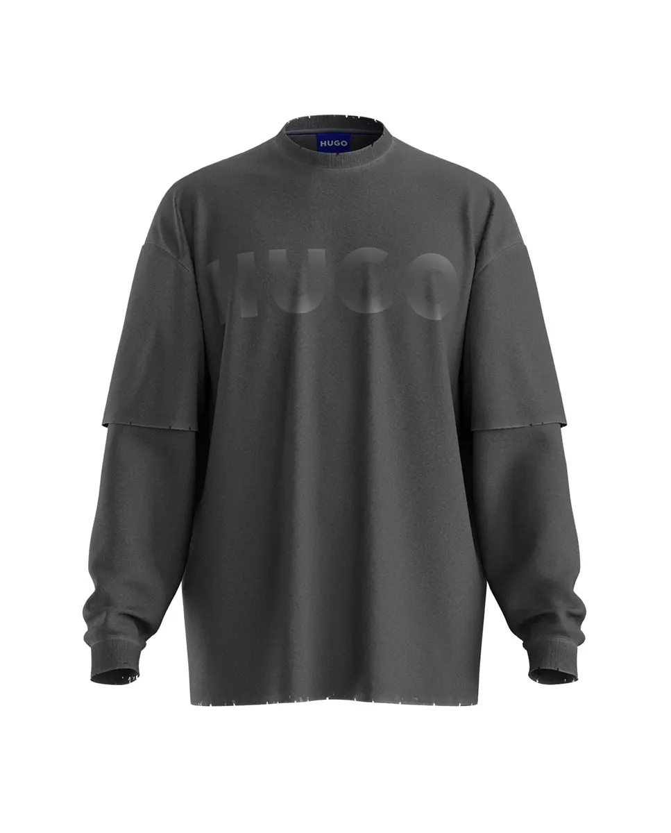

Мужская футболка с длинным рукавом Hugo, серый