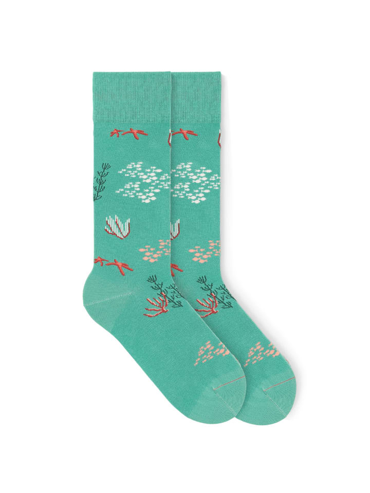 

Von Jungfeld Носки с узором SIGNATURE ICONS в кораллово-бирюзовом цвете