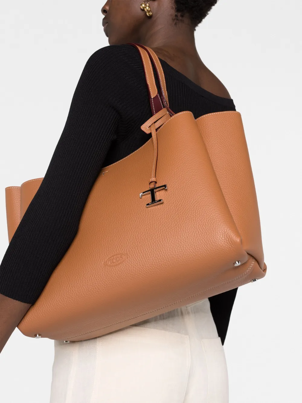 Сумка-тоут T Timeless с подвеской-логотипом TOD'S, коричневый — фото 3