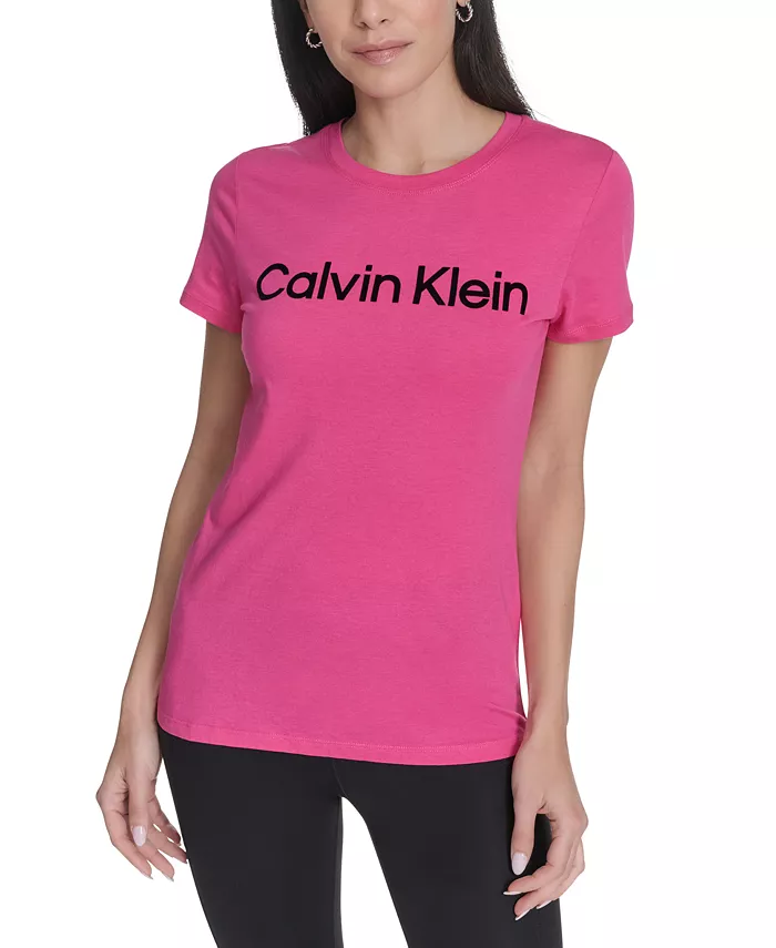 

Женская футболка с логотипом в технике флок Calvin Klein, розовый