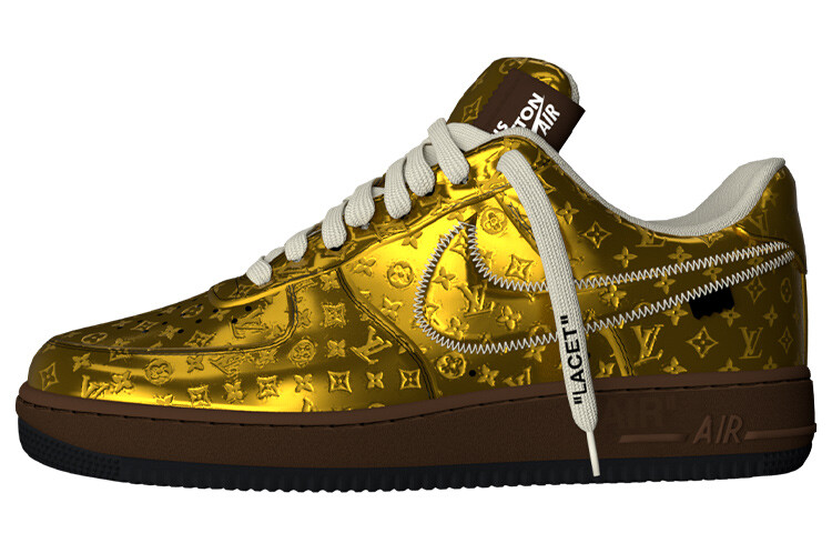 

Кроссовки Louis Vuitton Air Force 1 Low Unisex, золотой, Коричневый, Кроссовки Louis Vuitton Air Force 1 Low Unisex, золотой