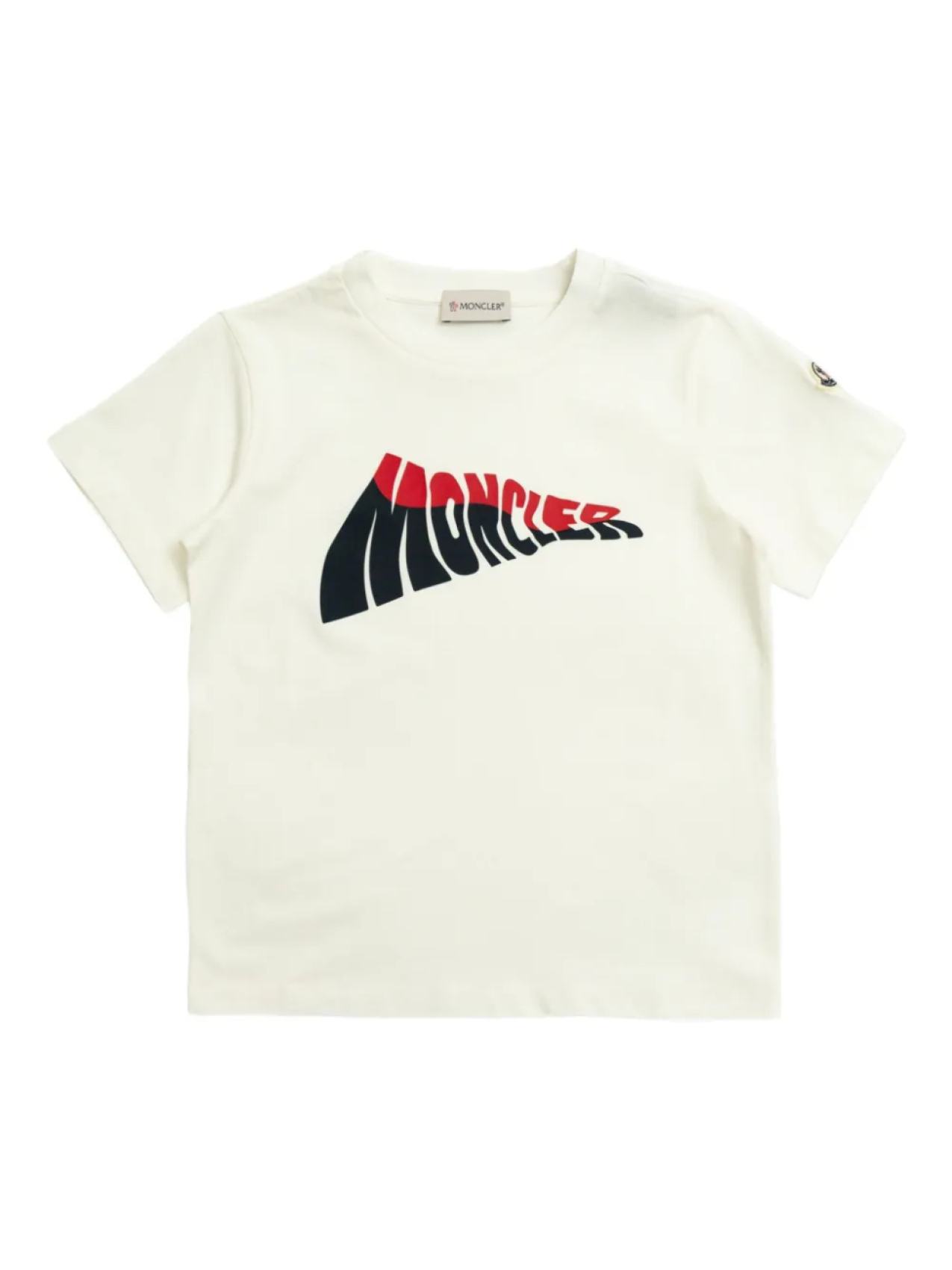

Футболка из хлопка с волнистым логотипом Moncler Enfant, белый