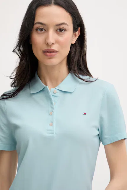 Поло женское с коротким рукавом в полоску Tommy Hilfiger, синий — фото 4