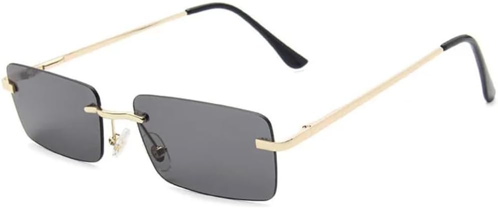 

Винтажные прямоугольные солнцезащитные очки без оправы с металлическими линзами, модные женские очки с прозрачными линзами цвета океана, солнцезащитные очки UV400 UUPTTPL, Gray