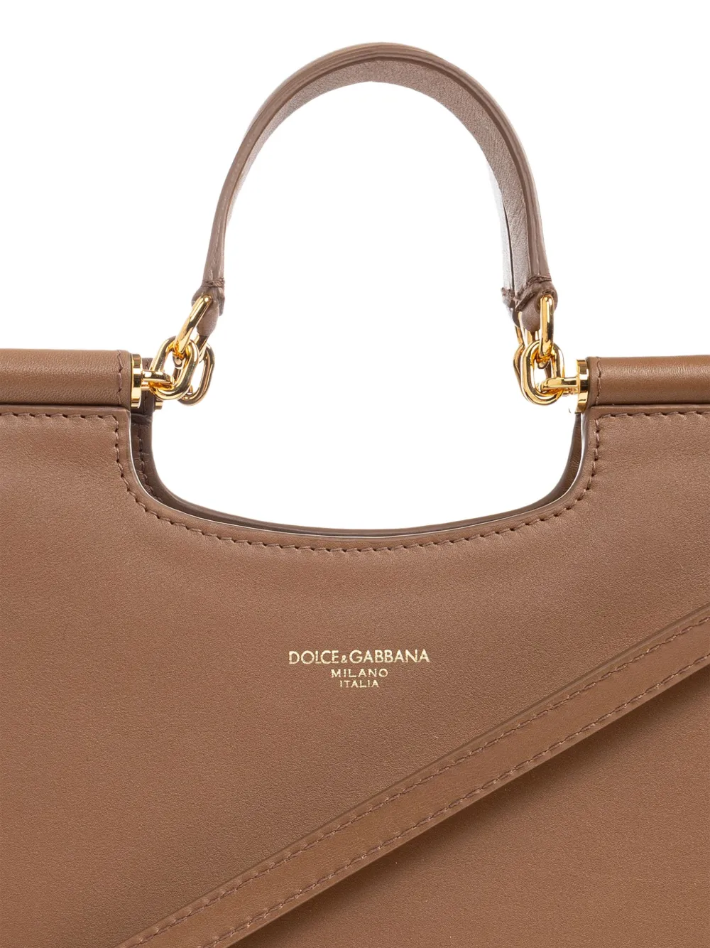 Сумка-тоут из кожи с верхней ручкой Dolce & Gabbana, коричневый — фото 4