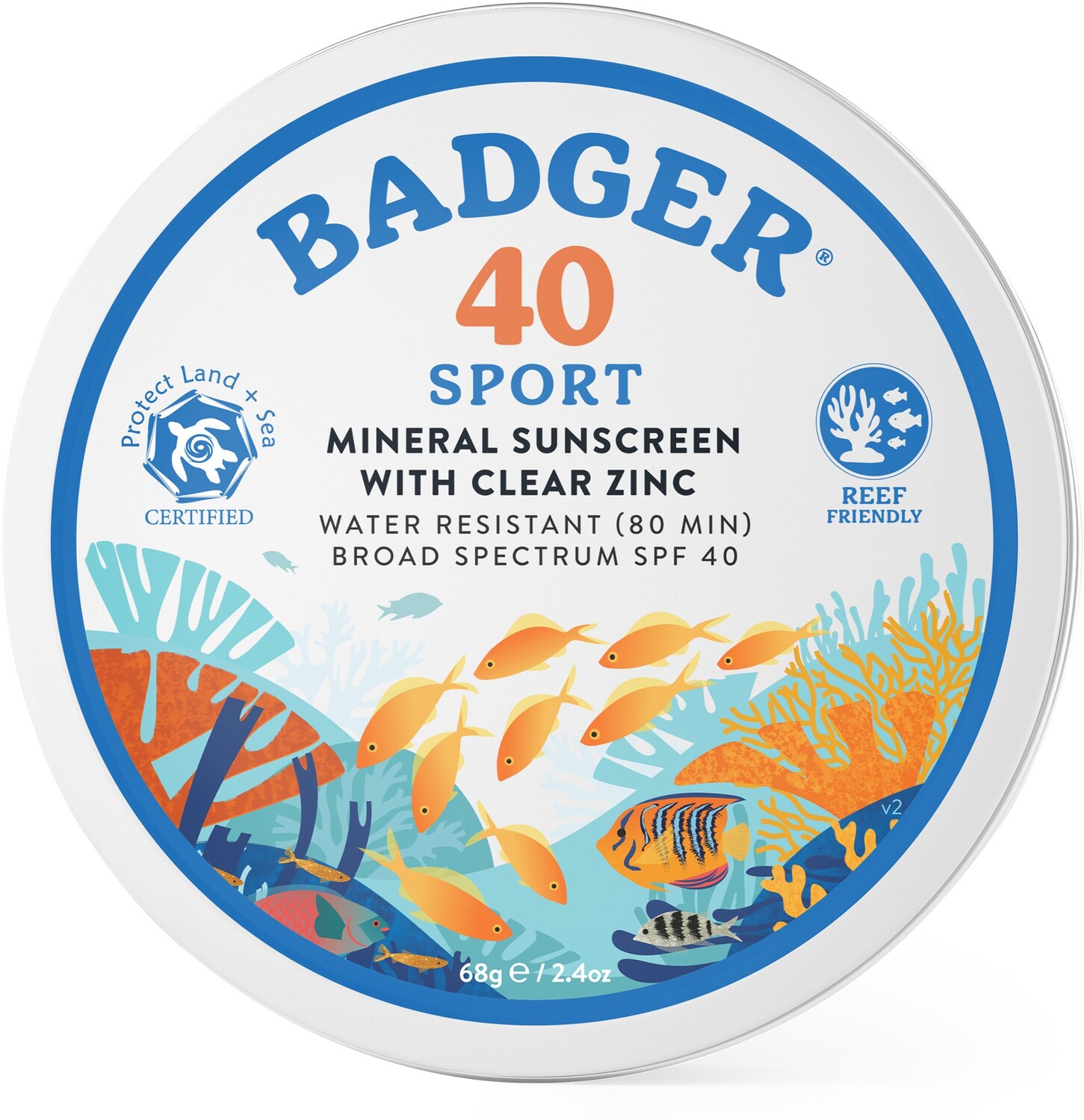 

SPF 40 Protect Land & Sea Прозрачный цинковый солнцезащитный крем в банке - 2,4 унции. Badger