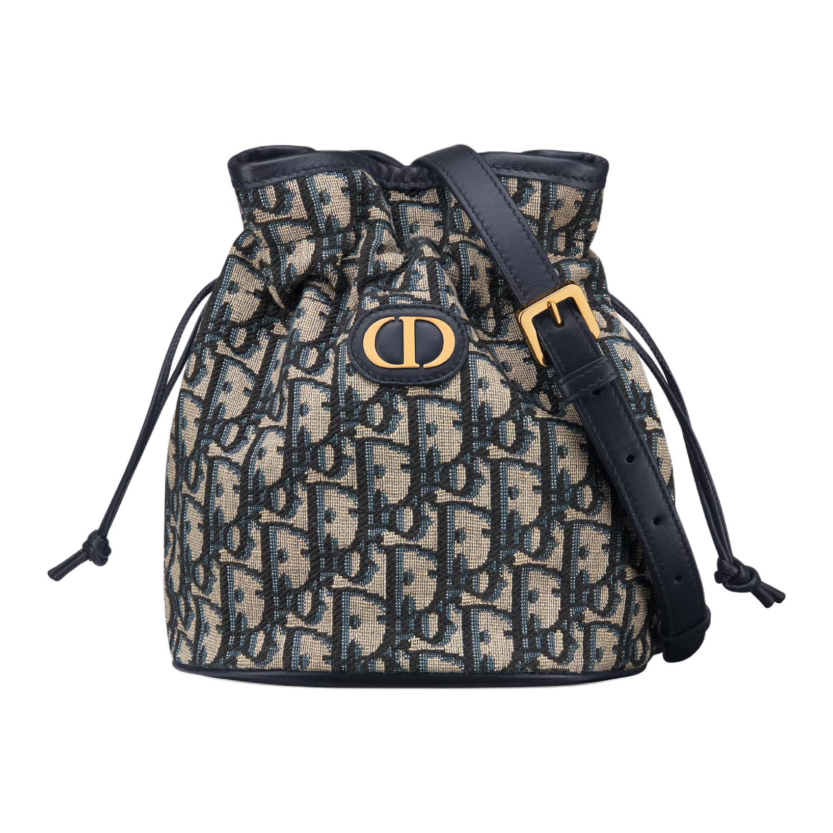 

DIOR Сумка-ведро Montaigne Cotton Bucket Bag, сумка через плечо, мини, женская, синяя