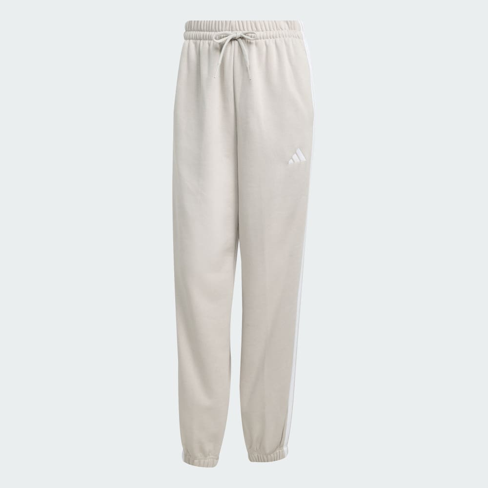 Спортивные брюки Adidas Essentials 3-Stripes Fleece Loose-Fit Pants, цвет Beige/White — фото 4