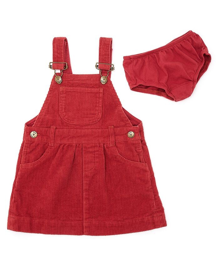 

Комбинезон Dotty Dungarees Robin Red для девочек из массивного вельвета – для малышей, маленьких детей, больших детей, красный