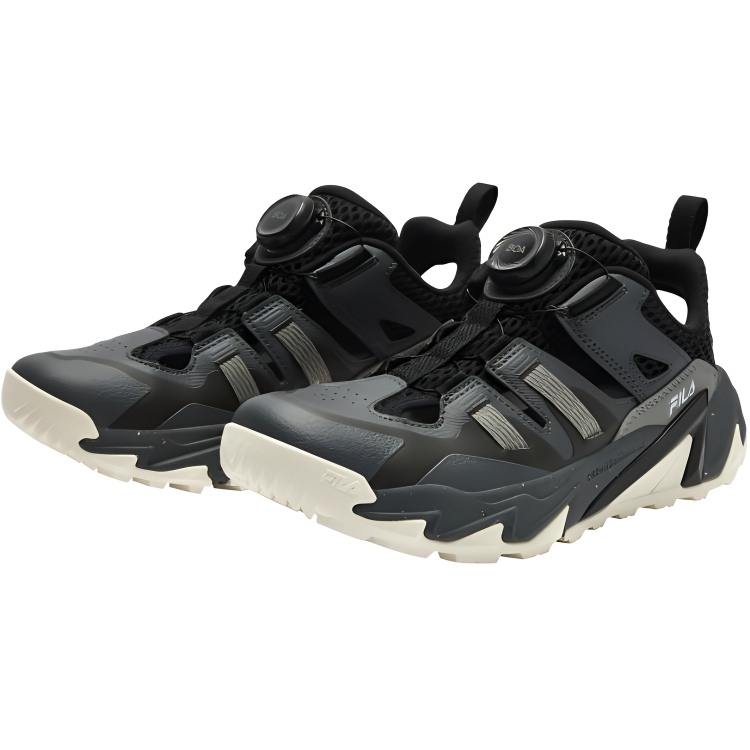 Легкие амортизирующие низкие детские уличные кроссовки black/shadow black gray kids FILA KIDS, черный/Shadow черный серый — фото 4