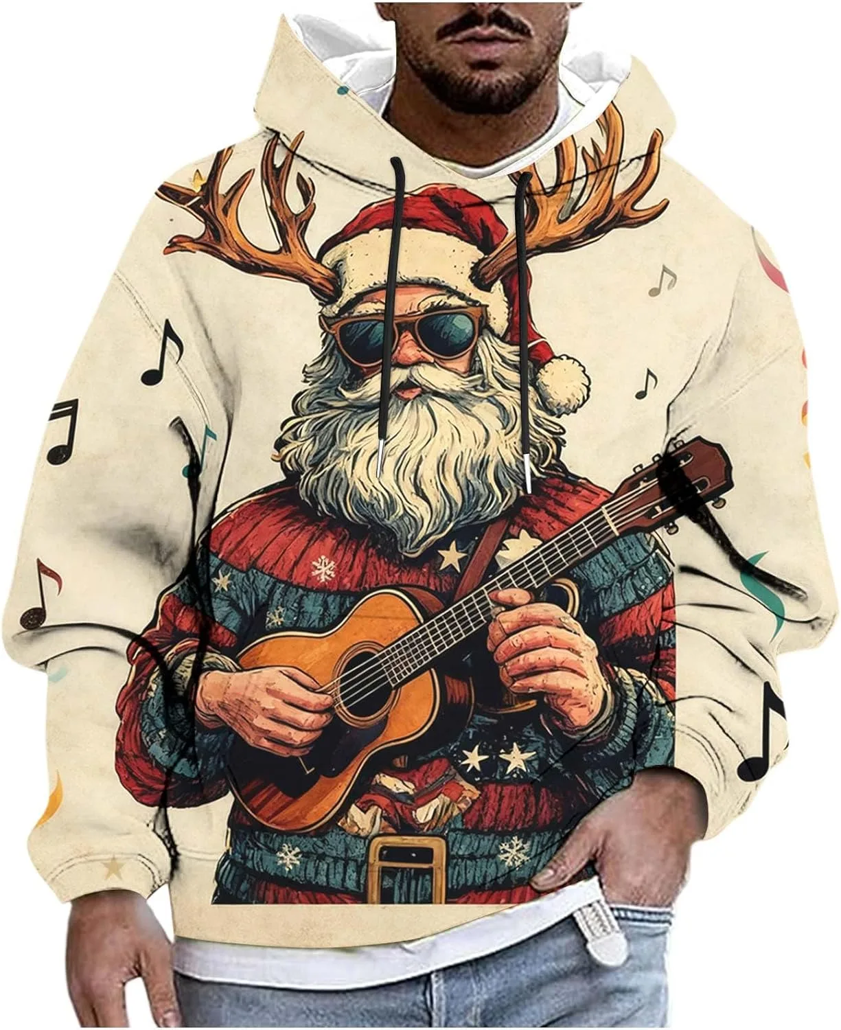 

Рождественский худи для мужчин с принтом оленя