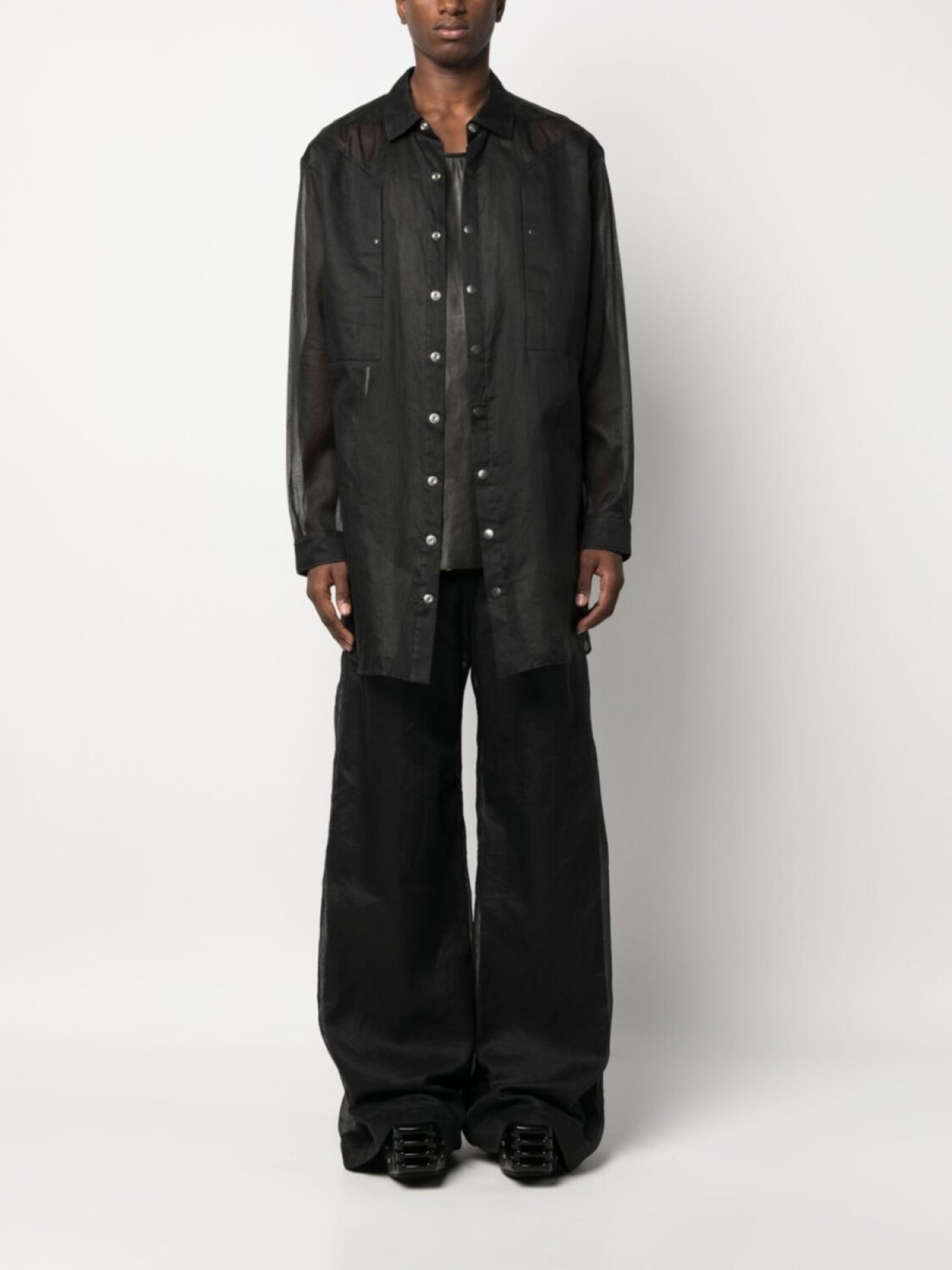 

Rick Owens полупрозрачная рубашка Jumbo Fogpocket, черный