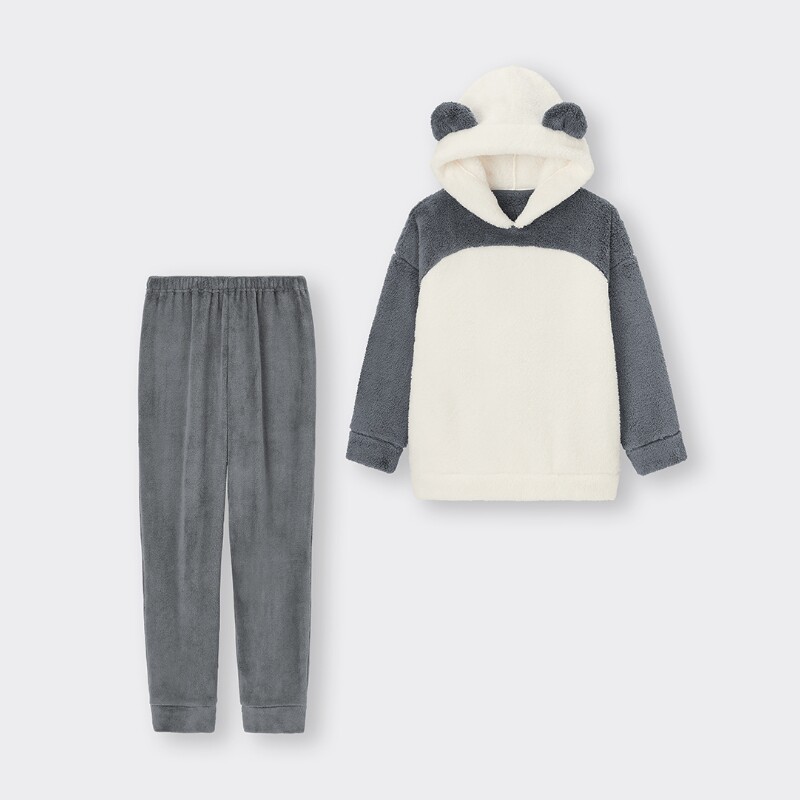 

Пижамный Костюм GU Panda 23 с капюшоном, серый / белый