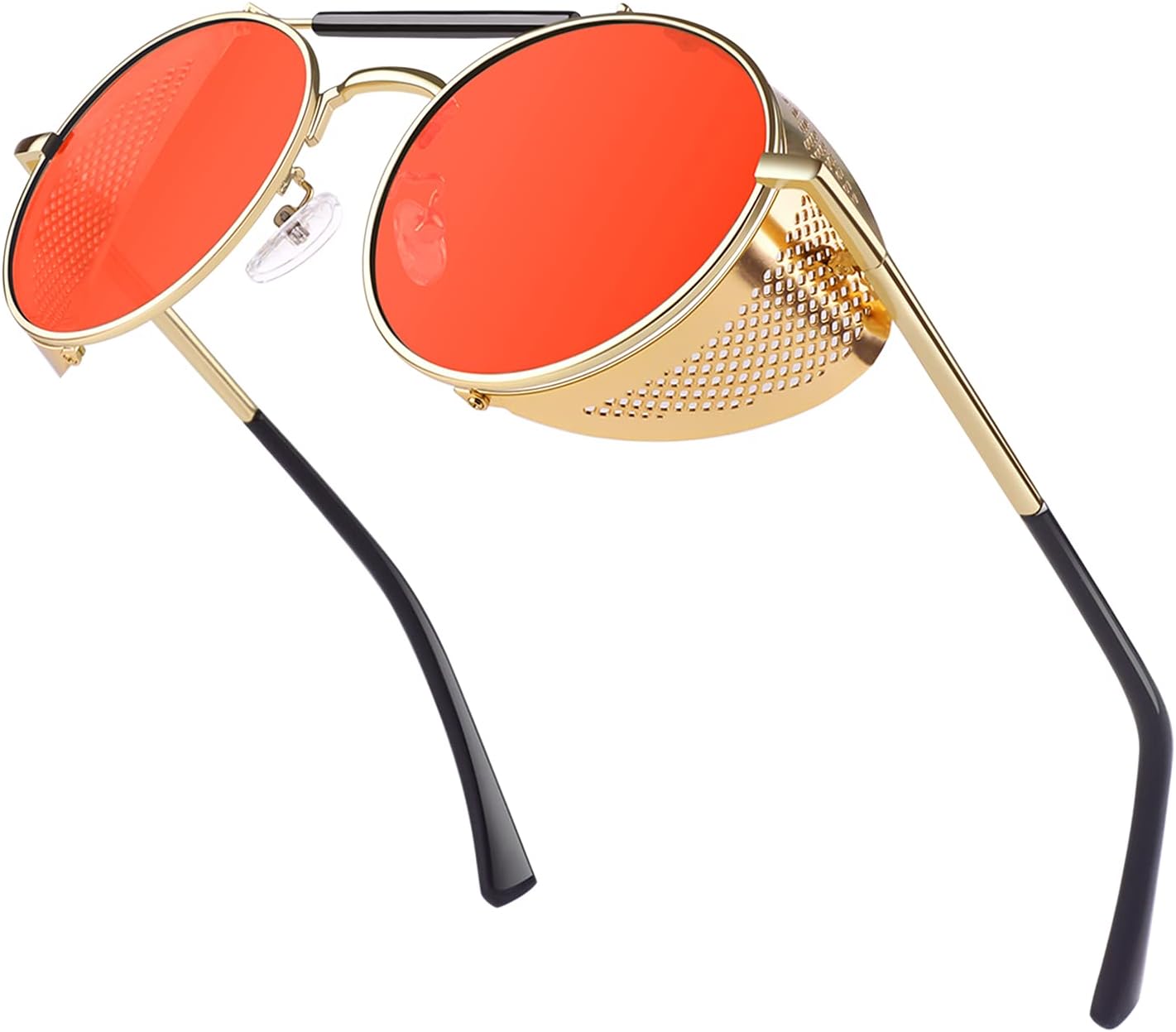 

Ретро круглые поляризованные солнцезащитные очки в стиле стимпанк для мужчин и женщин, с боковой защитой, готические, S92-ADVANCED POLARIZED Sunier, Gold Frame Red Uv400 Lens(non Polarized)