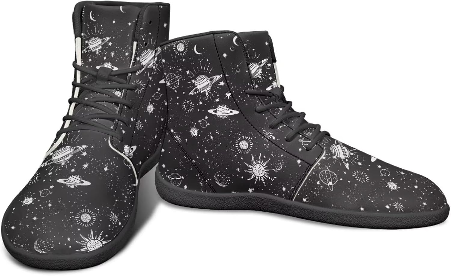 

Высокие минималистичные кроссовки для мужчин с рисунком «Звездное небо», с нулевым перепадом высоты подошвы, легкие, для бега и ходьбы Watdotory, Planet Sun Stars Moon Print