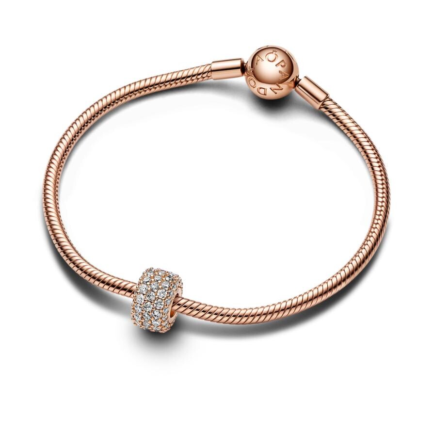 Шарм Sparkling Pavé Triple-row Pandora, покрытие - розовое золото — фото 4