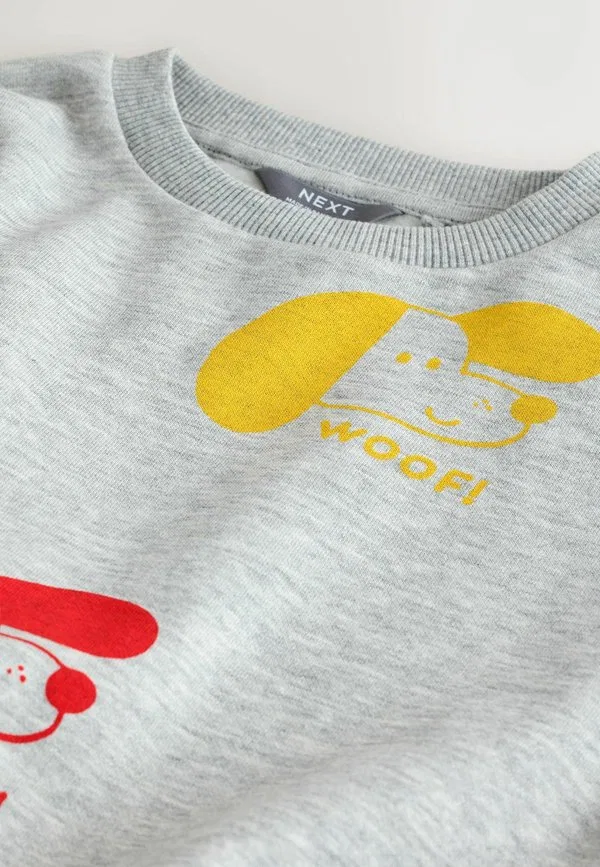 Толстовка с круглым вырезом и принтом, стандартного кроя Next, Grey Printed Dogs — фото 2