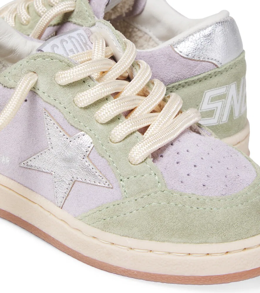 Замшевые кроссовки Ball Star Golden Goose Kids, зеленый — фото 4
