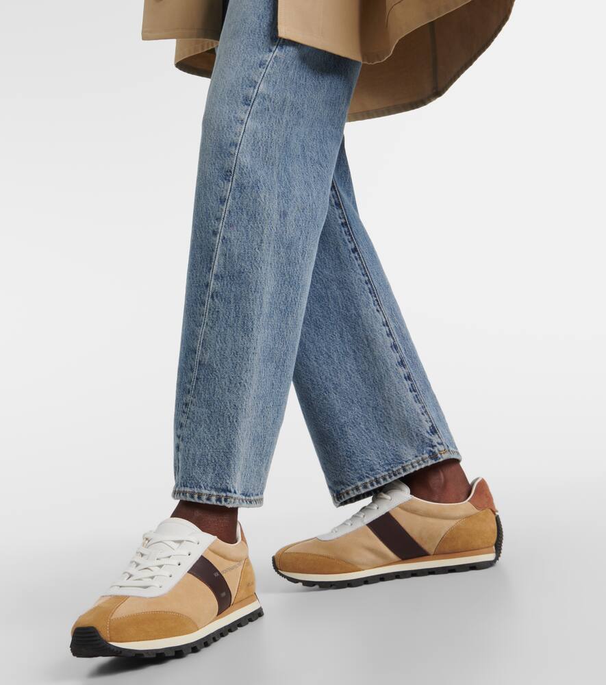 Кроссовки из замши с кожаными вставками Hogan, C013+C805+-Brown — фото 4