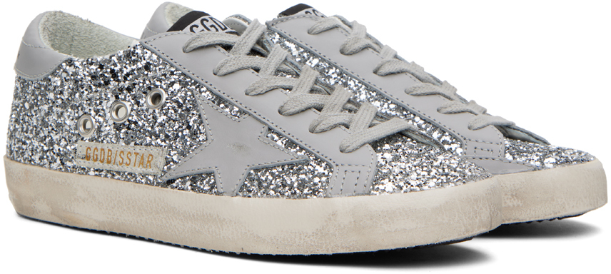 Эксклюзивные классические серебряные кроссовки Super-Star от SSENSE Golden Goose — фото 3