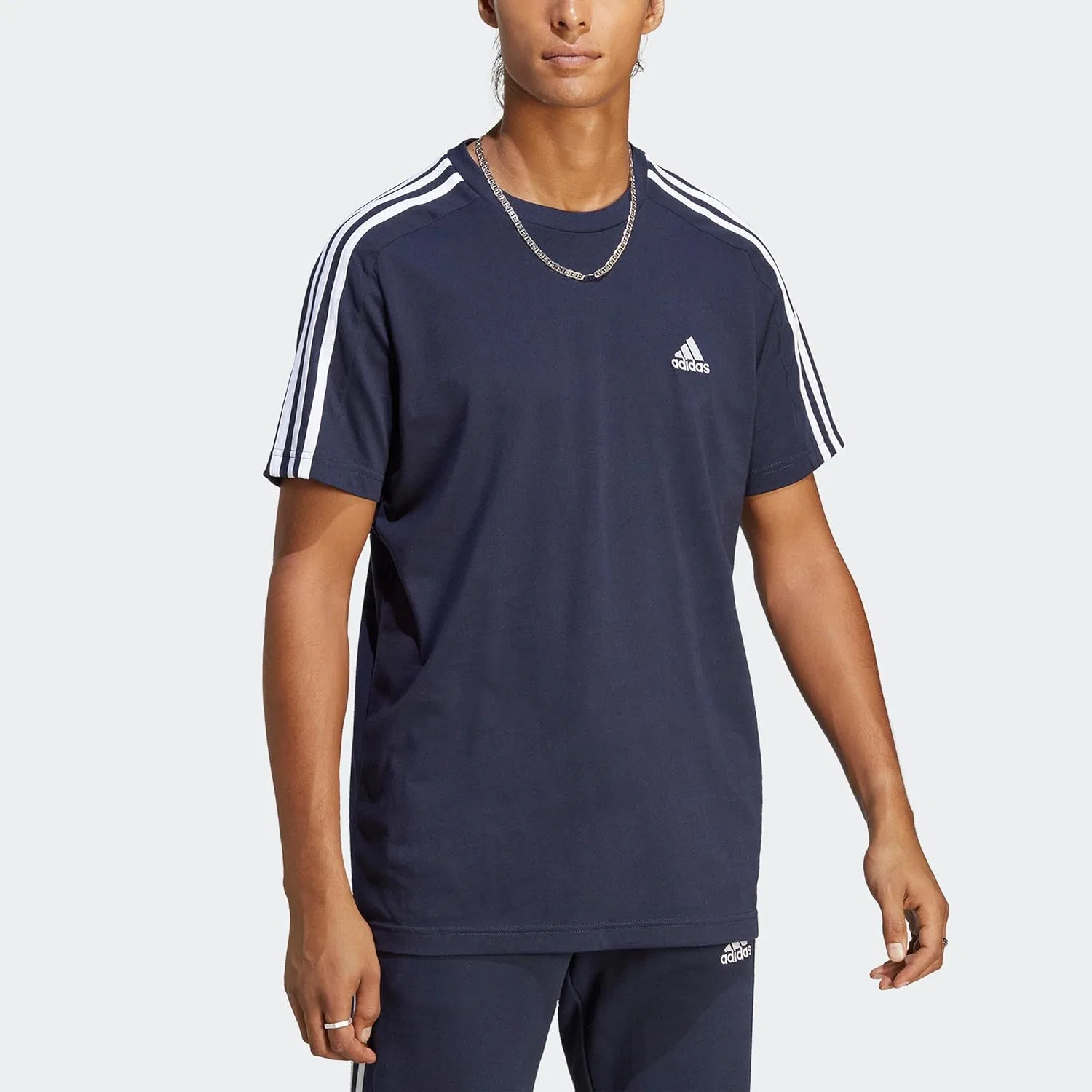 Мужская футболка с коротким рукавом adidas, 3-Stripes, цвет Ink/White — фото 3