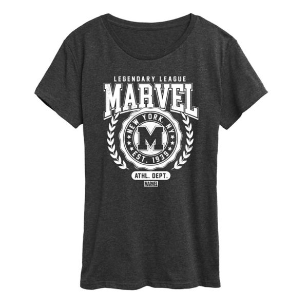 

Футболка с принтом легендарной женской студенческой лиги Marvel, серый