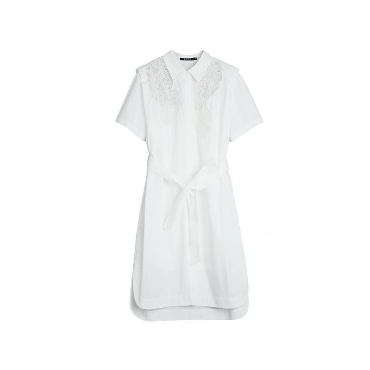 

ELLE Женское платье с коротким рукавом белое