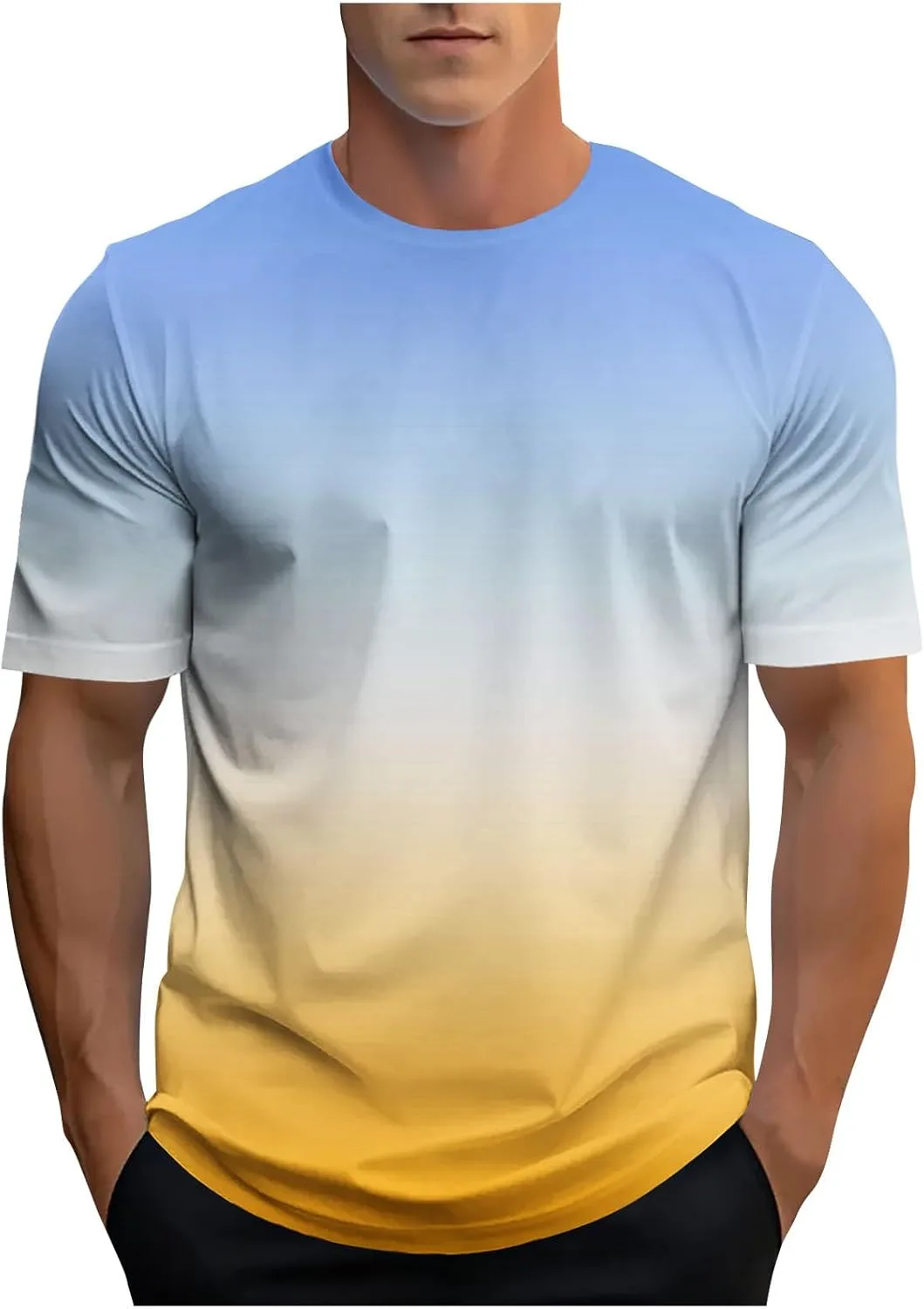 

Градиентная футболка мужская с коротким рукавом, летняя хлопковая Sdeycui