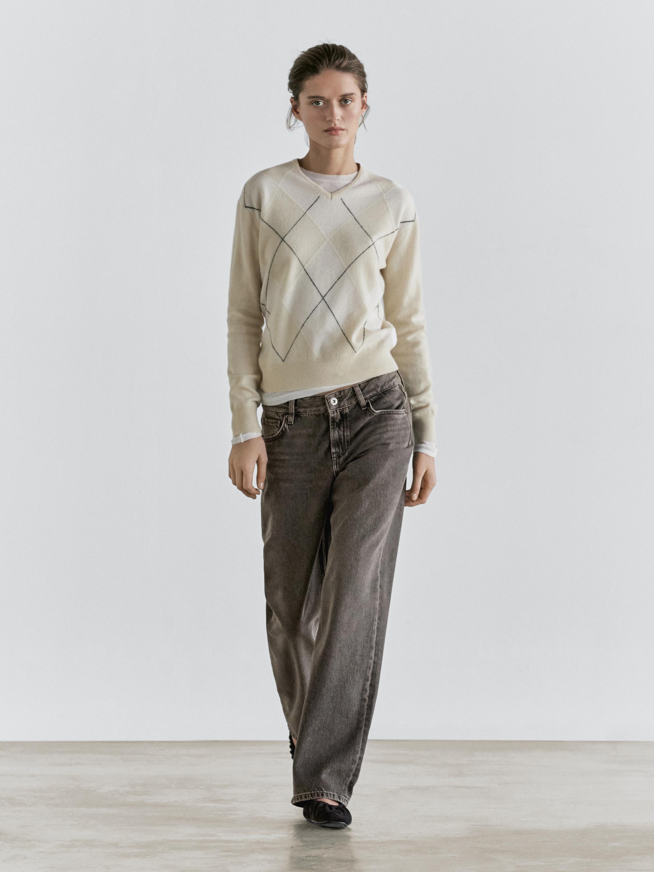

Прямые джинсы с низкой посадкой Massimo Dutti, natural grey