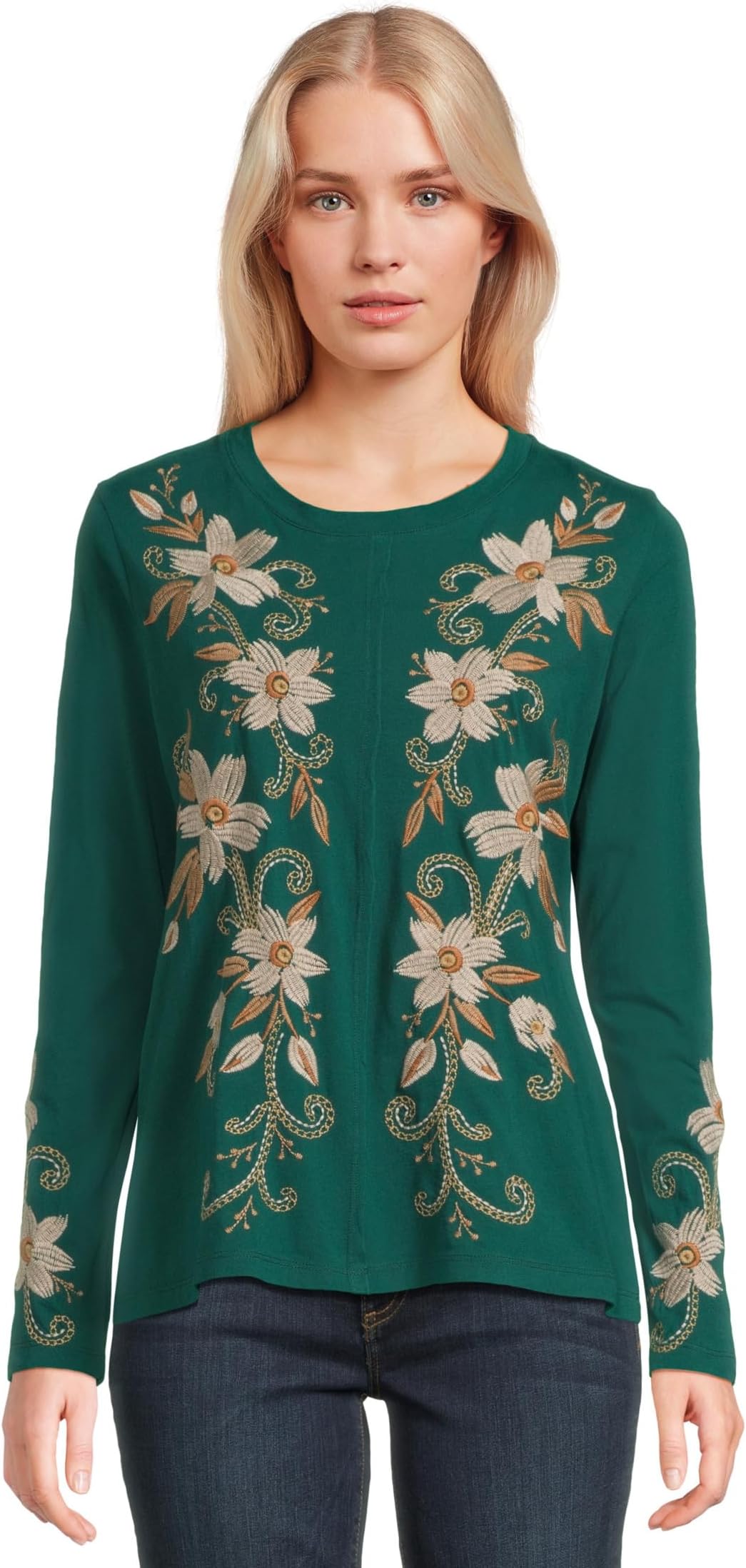 

Женская футболка с круглым вырезом и необработанным швом — Corinthe Johnny Was, Botanical Garden