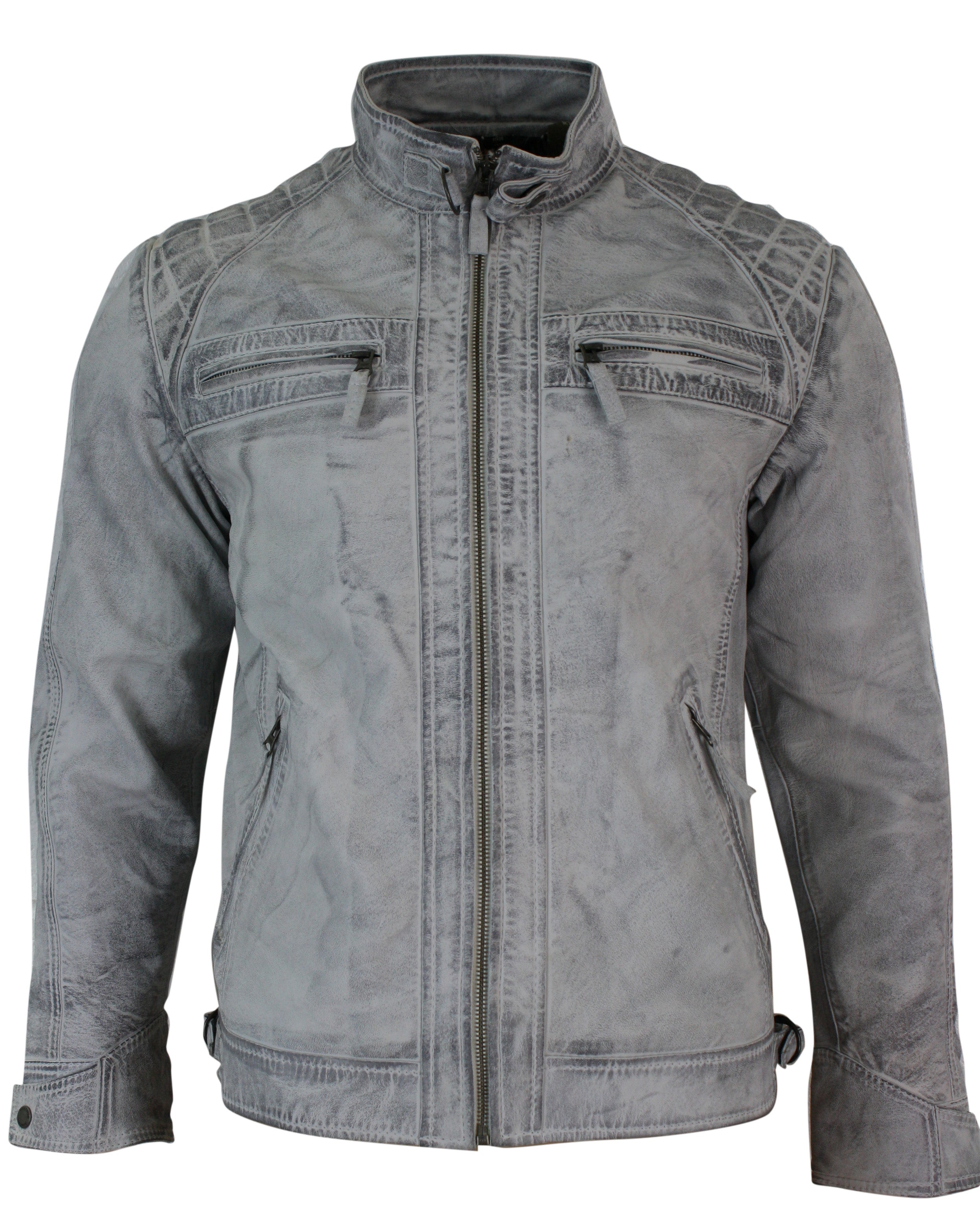

Короткая байкерская куртка из мягкой кожи на молнии TruClothing, белый