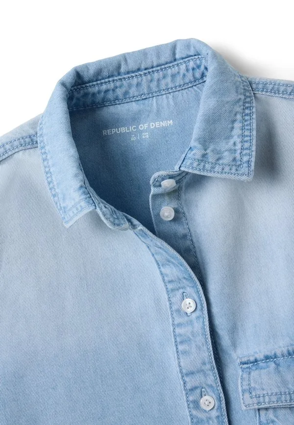 Укороченная блузка прямого кроя на пуговицах Ovs, Light Blue — фото 3