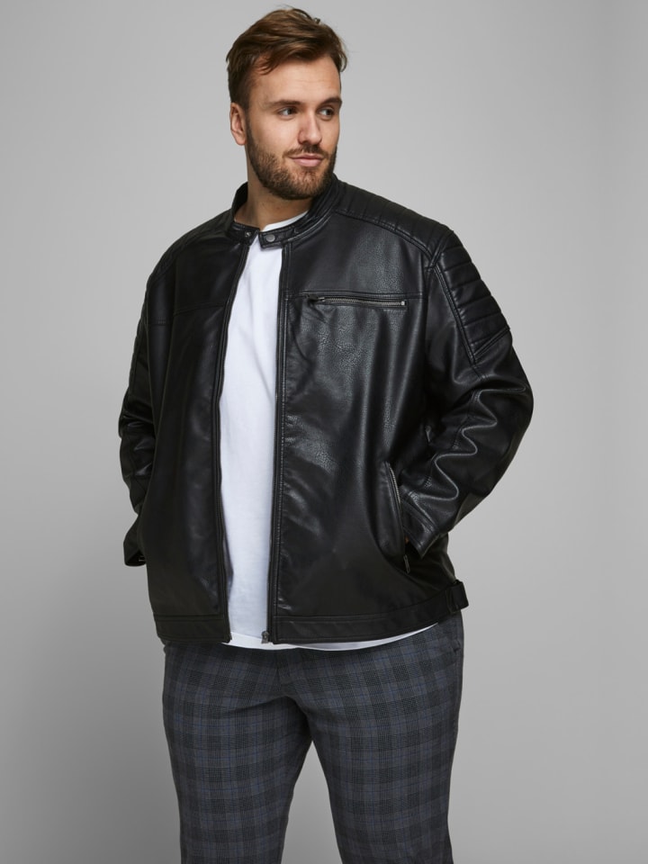 

Кожаная куртка Jack & Jones, черный