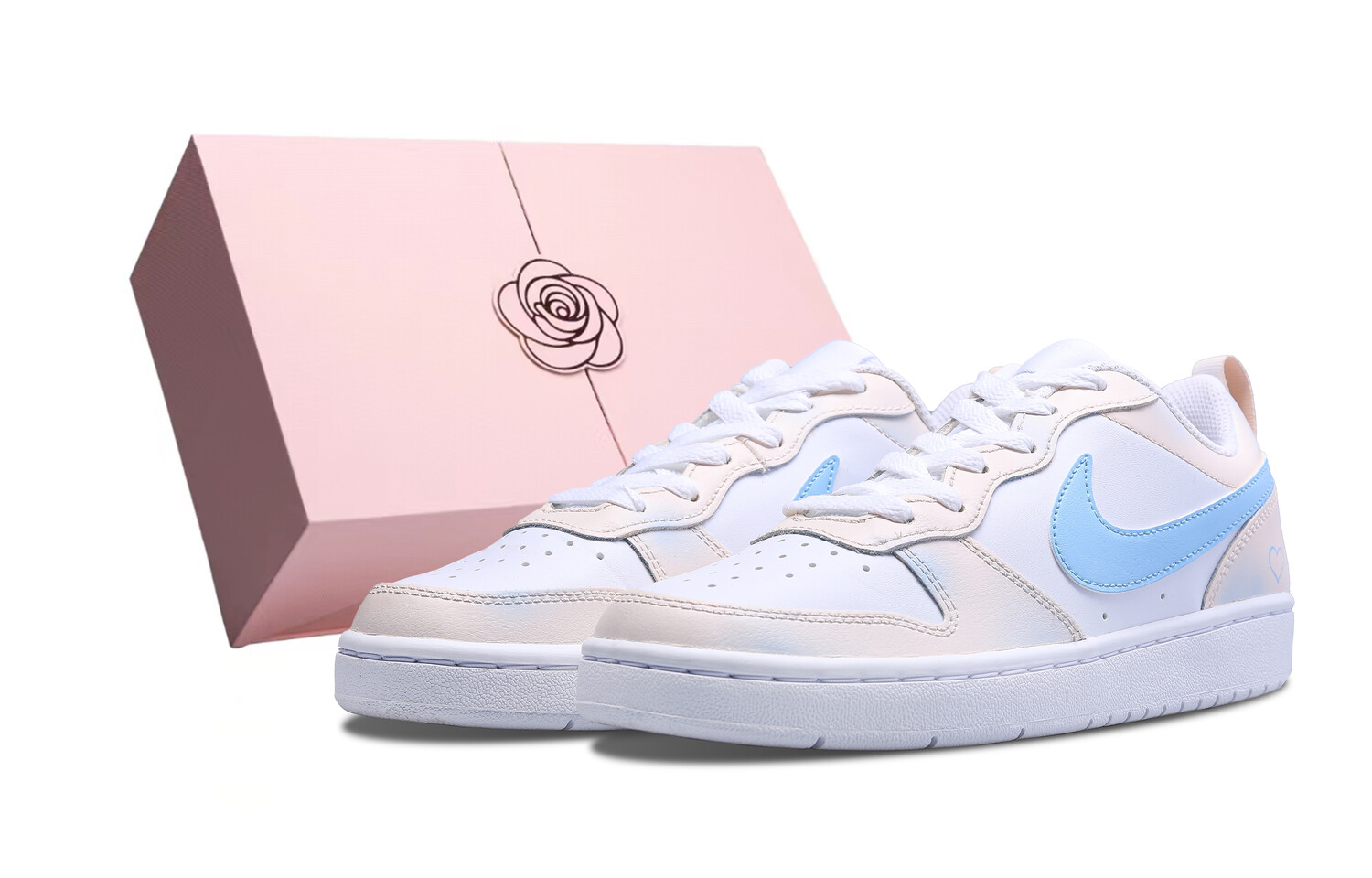 

Кроссовки Nike Court Borough Skateboard Shoes Women's Low-Top Blue, Розовый, Кроссовки Nike Court Borough Skateboard Shoes Women's Low-Top Blue