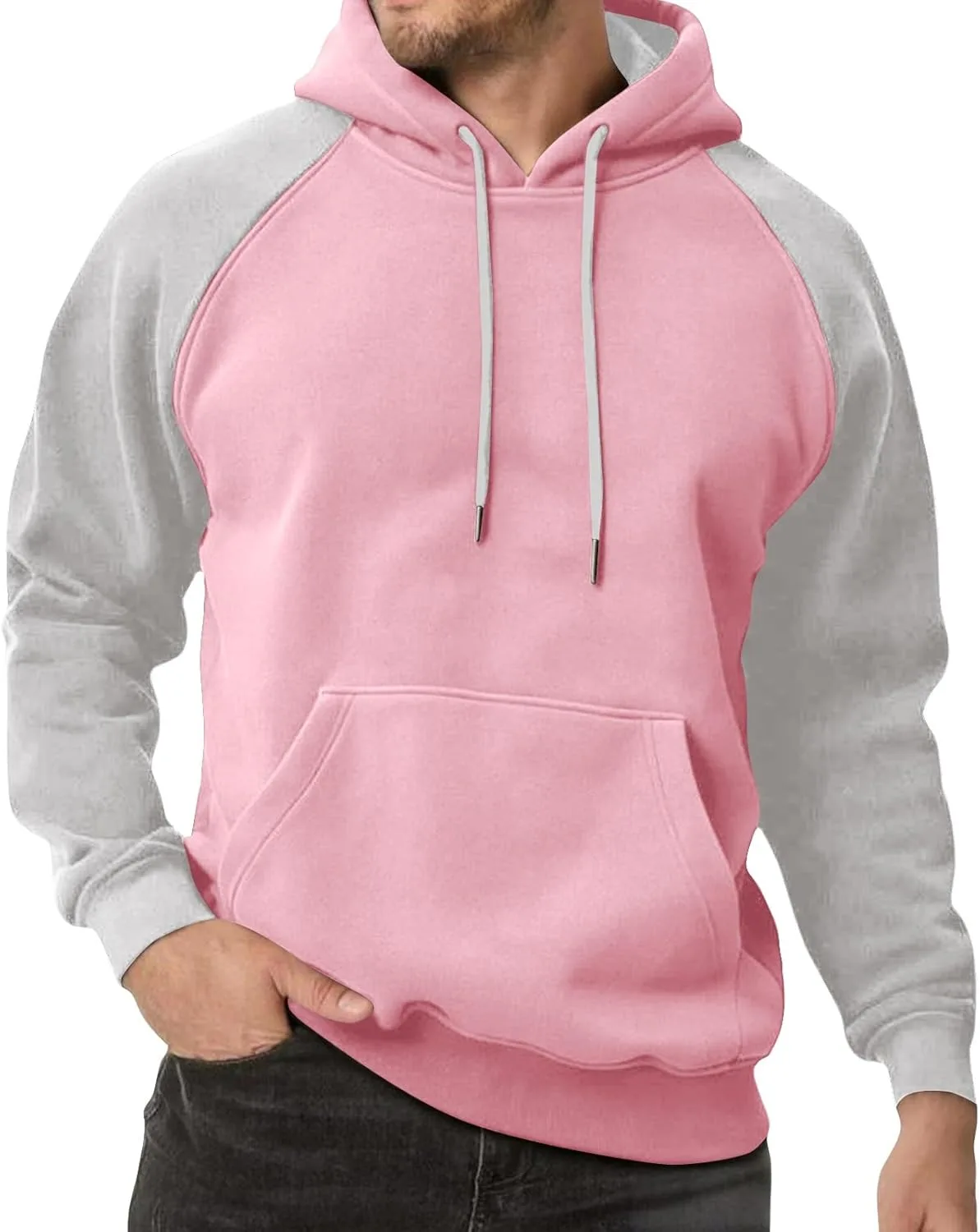 

Толстовка с капюшоном Fleece, Color Block, Raglan Sleeve, с карманом Kangaroo