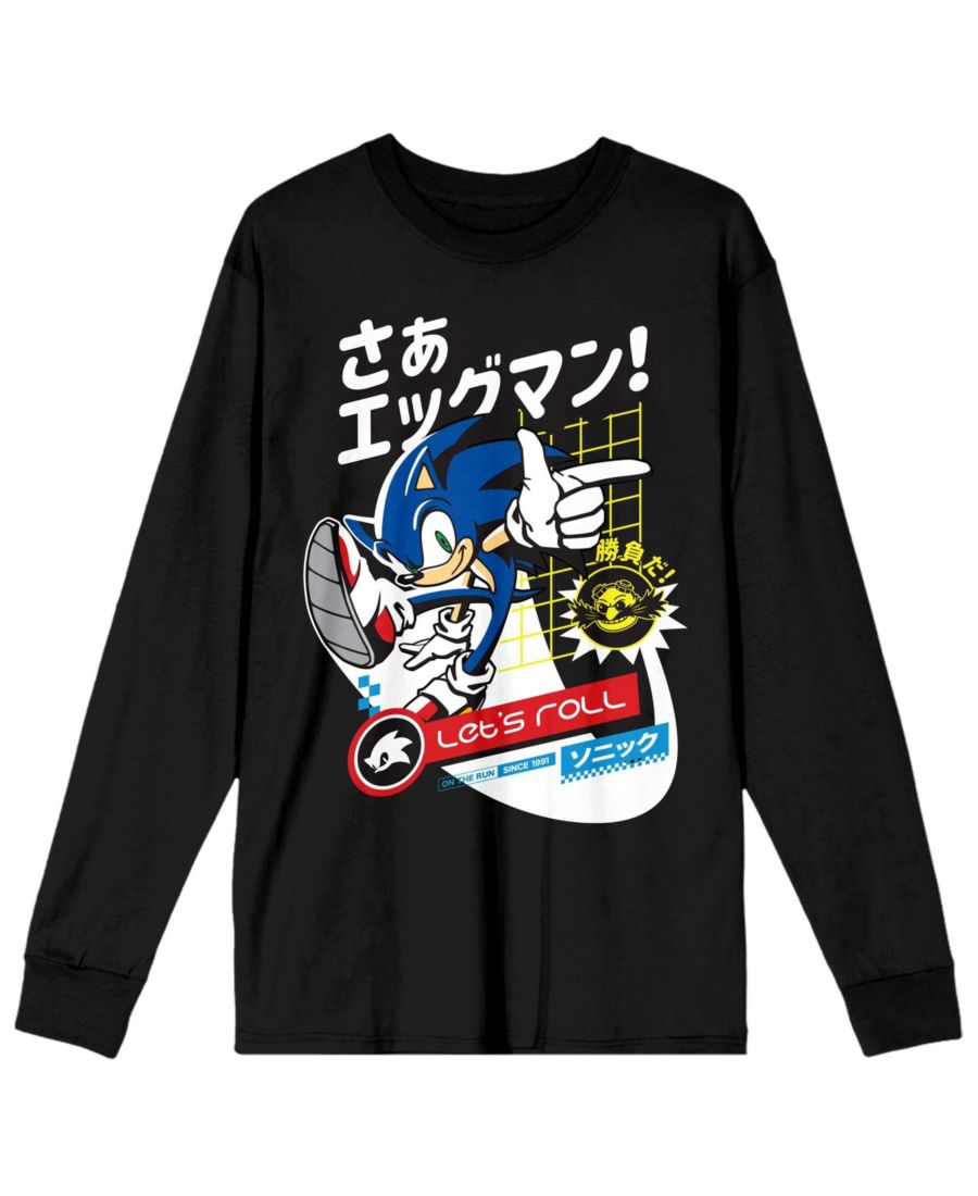 

Мужская черная рубашка с длинным рукавом, размер M Sonic The Hedgehog, Black
