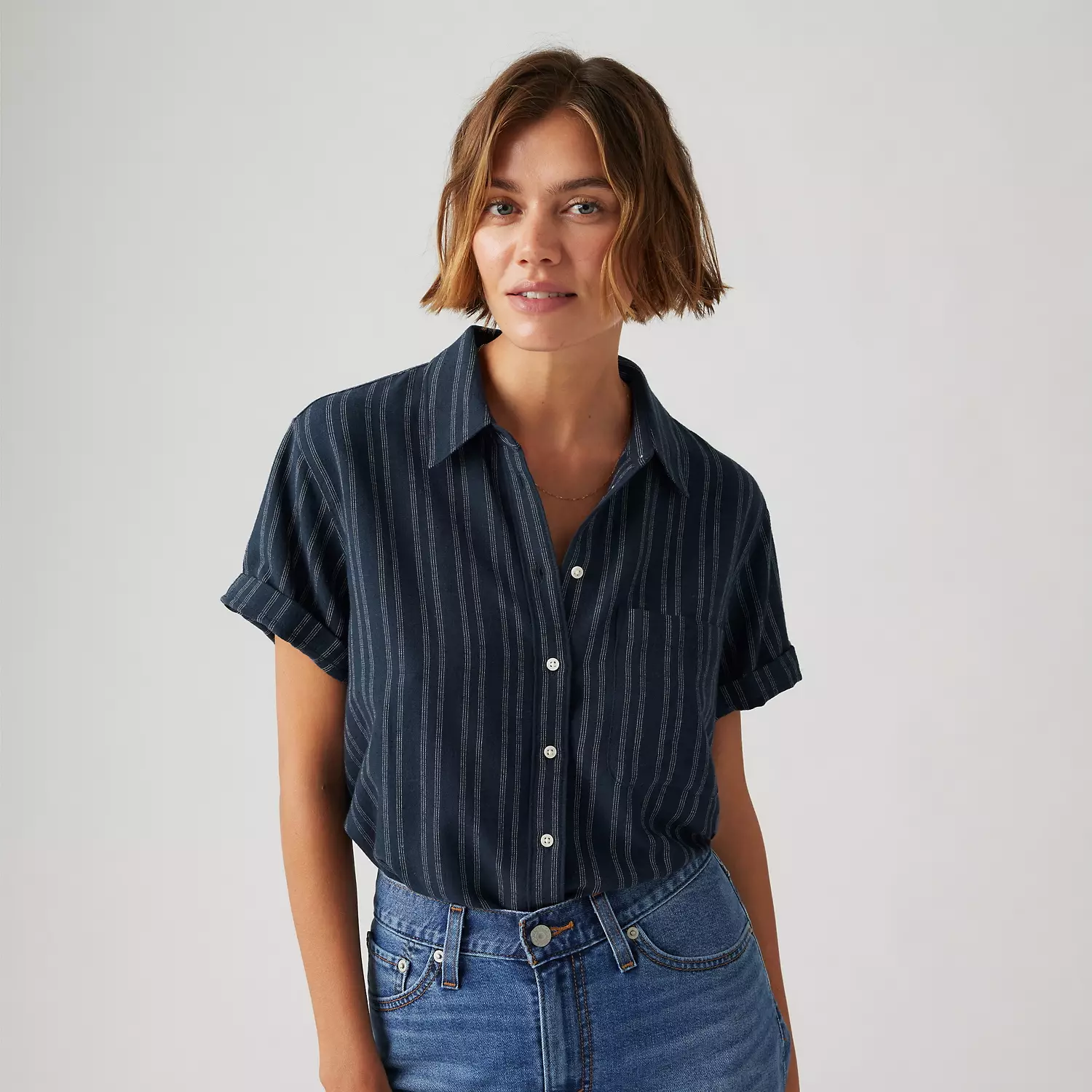 

Рубашка с коротким рукавом Darlene из льняной смеси Levi's, цвет Navy Blazer - Blue