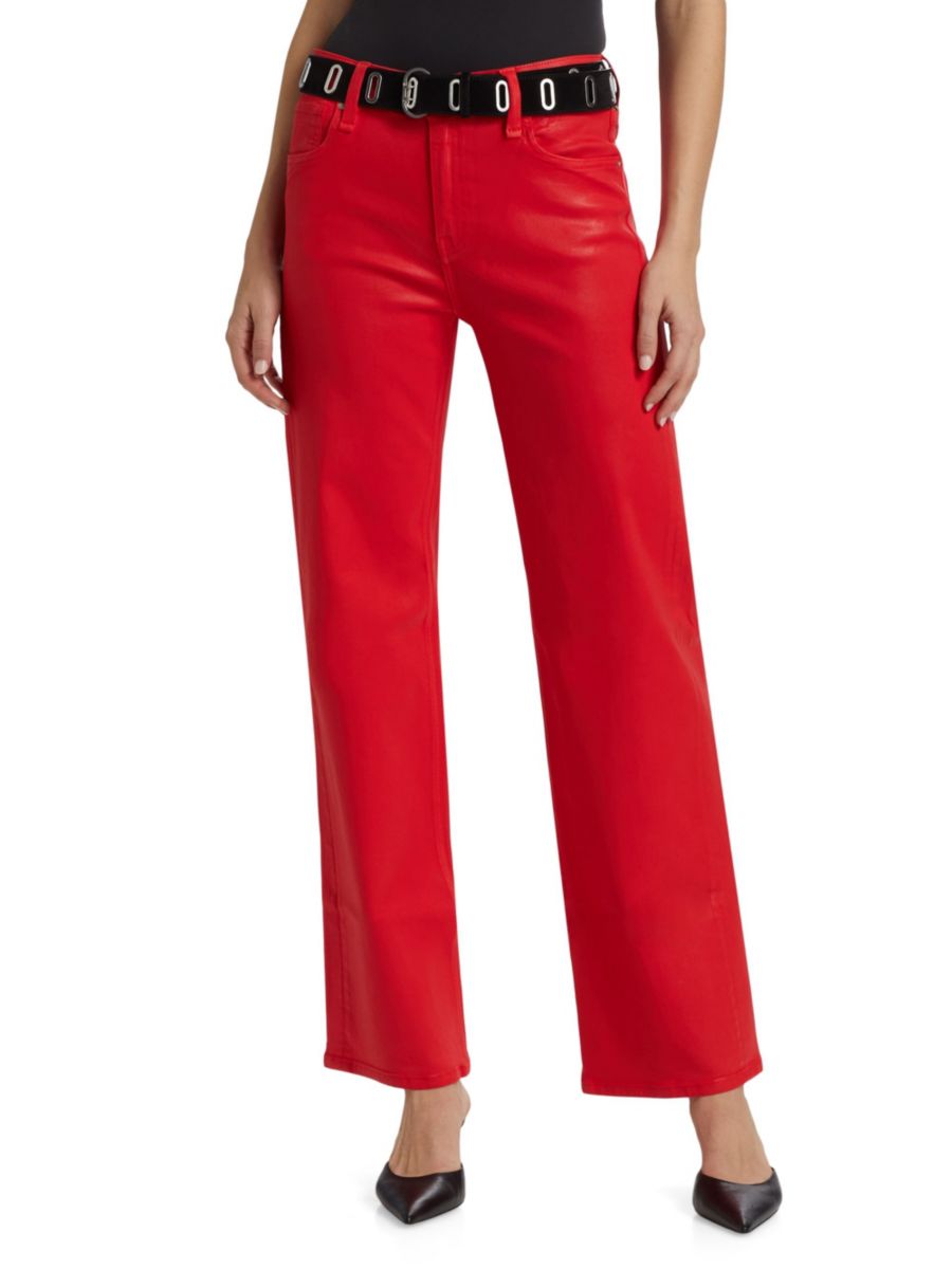 

Джинсы Rosie Coated с высокой талией и широкими штанинами Hudson Jeans, цвет Poinsettia