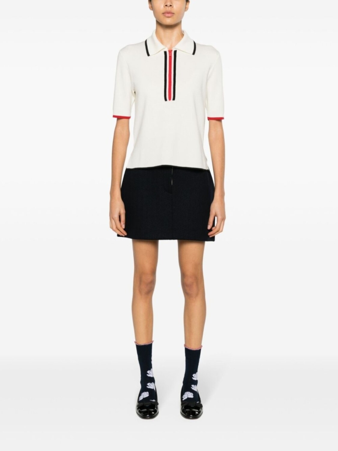 

Thom Browne рубашка поло из вирджинской шерсти с полосками RWB, белый