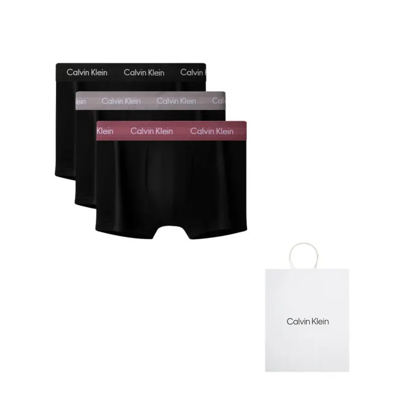 

Мужские трусы 3 штуки Calvin Klein, PUV-черный Base черный Waistband/серыйEdge/бордовый Edge