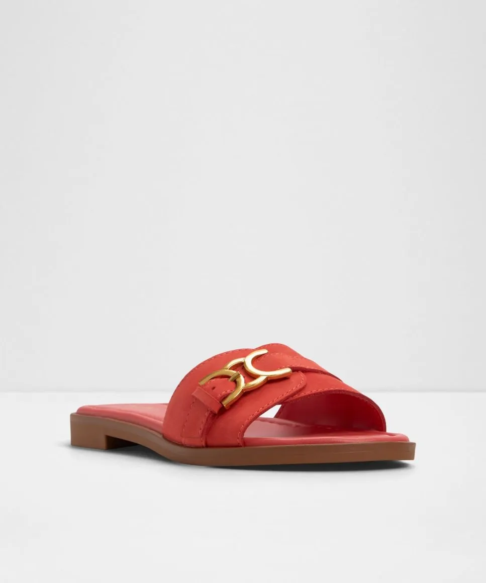 Женские сандалии на плоской подошве с круглым носком Aldo, красный — фото 4